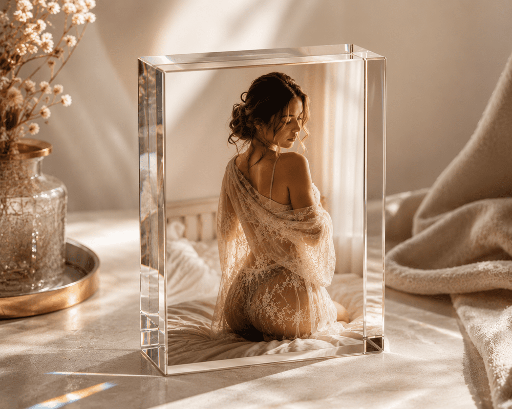 Crystal block boudoir display piece