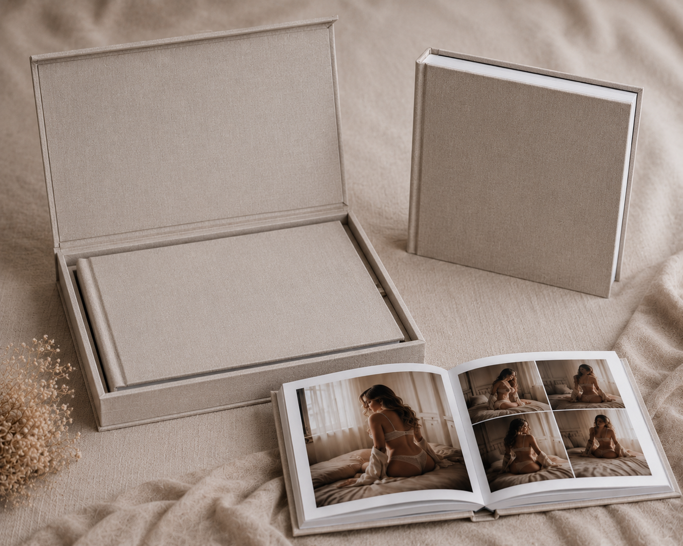 Boudoir album and wall art from a Blushed Boudoir session in Salt Lake City, Utah