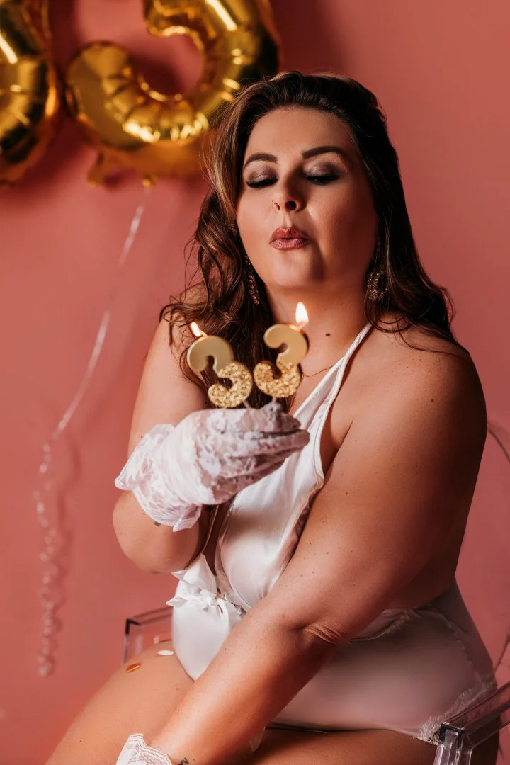 Birthday boudoir photoshoot celebration at a Salt Lake City studio
