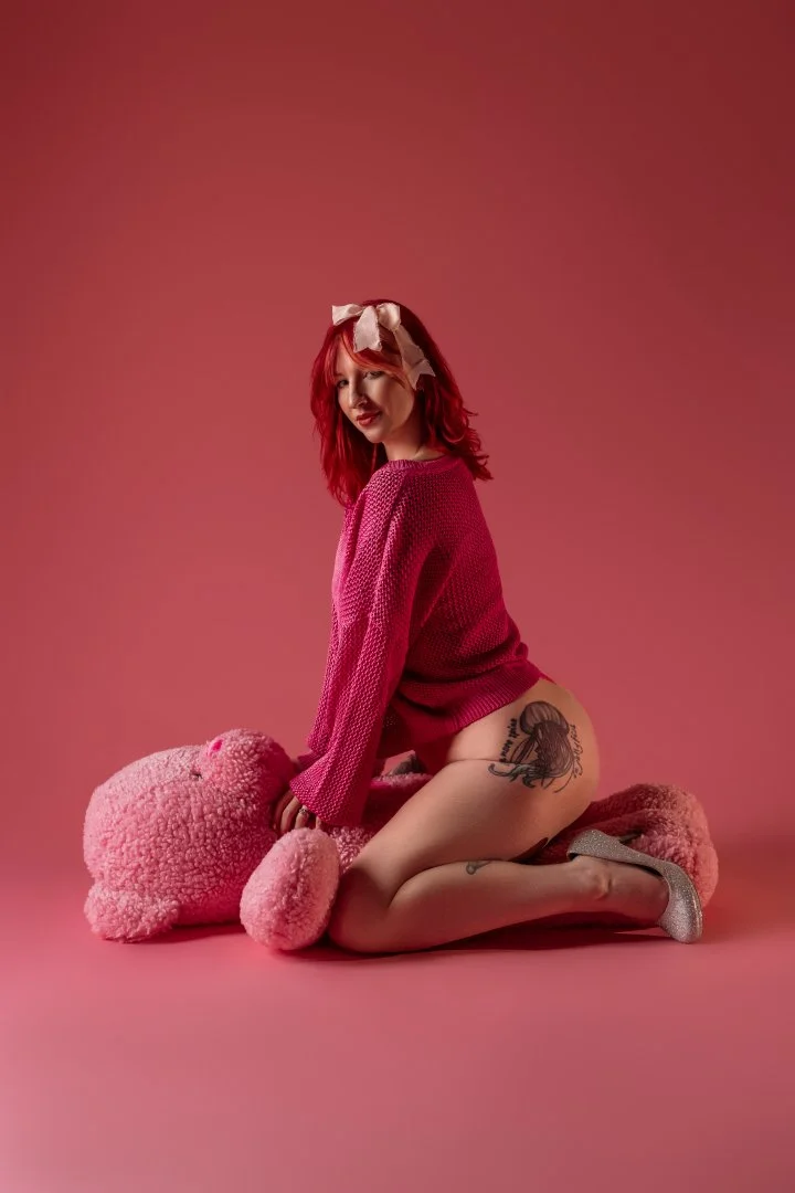 Valentine's boudoir session with red and lace styling, Utah