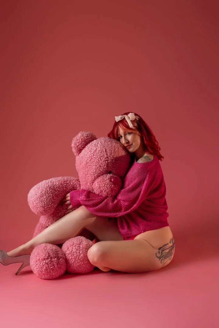 Red lingerie Valentine's boudoir session at a private Utah studio