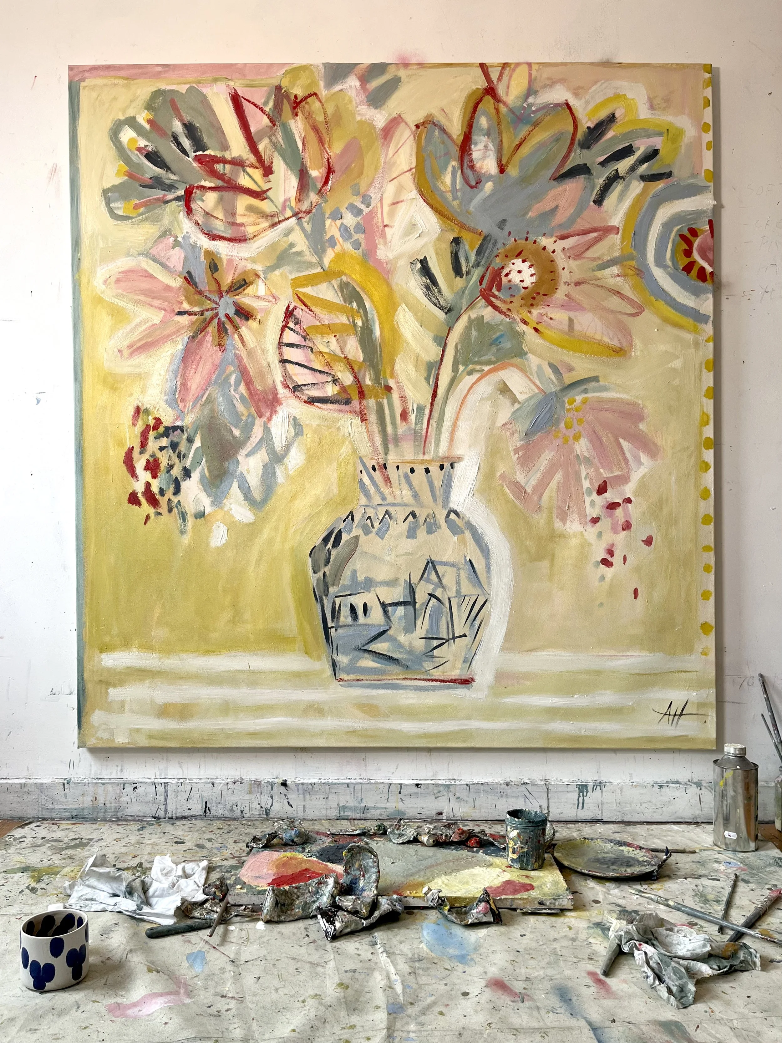 Wild Flowers in a Vase, oil on canvas 150 x 160 cm Sold