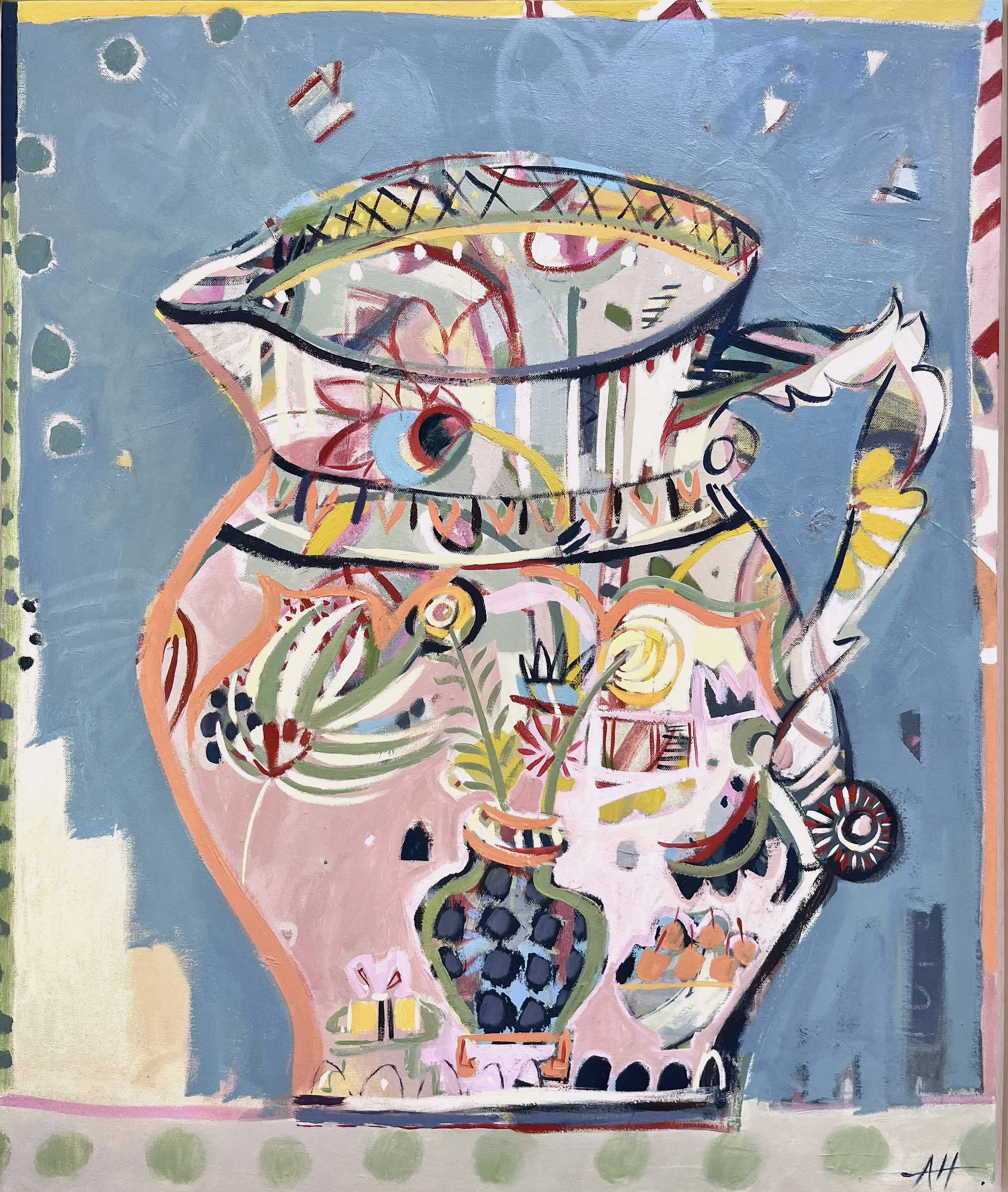 Decorated Jug - oil on canvas 80 x 95 cm inc frame available at Cricket Fine Art London