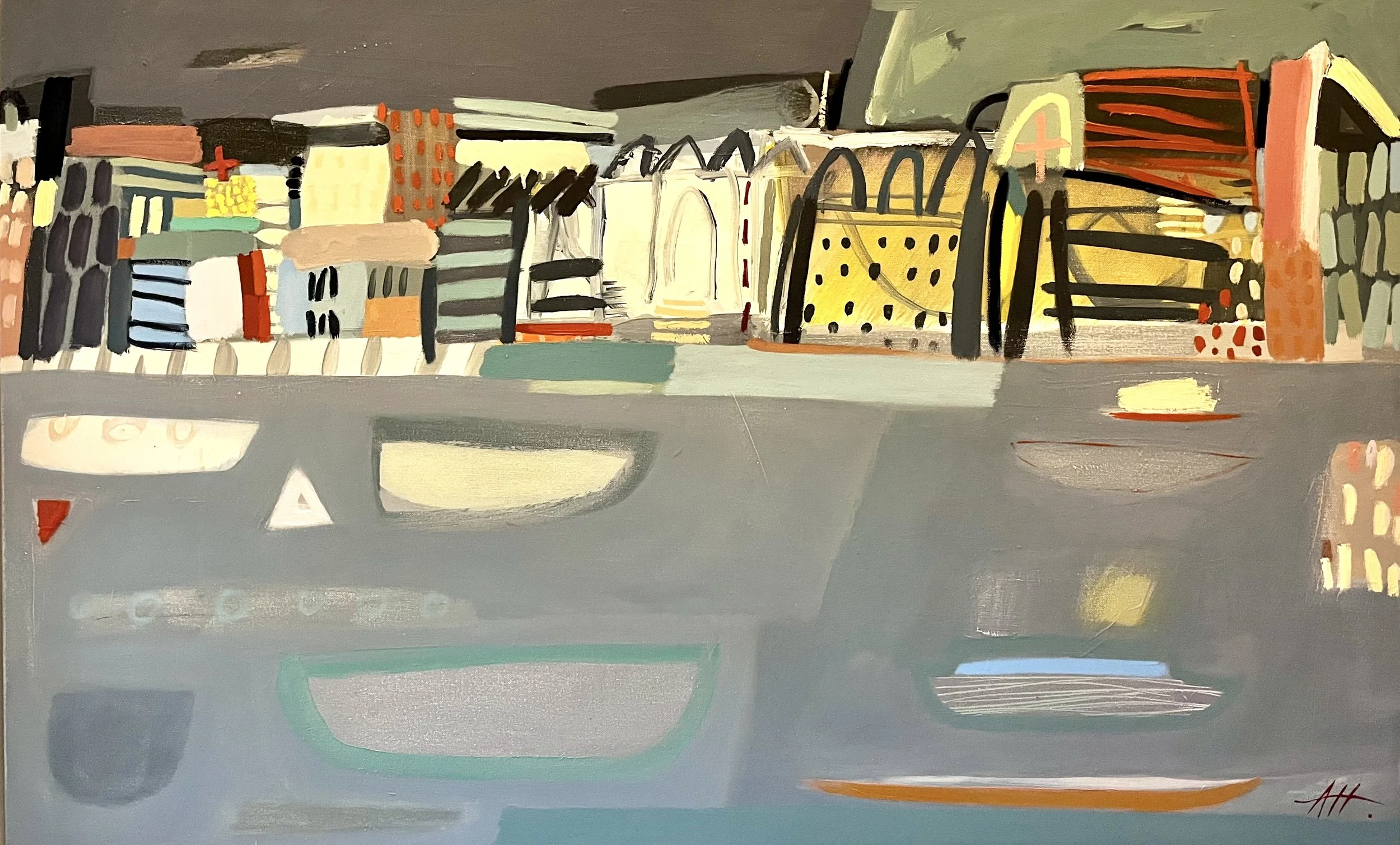 The River - oil on canvas 113 x 70 x 4 cm framed and available from my studio
