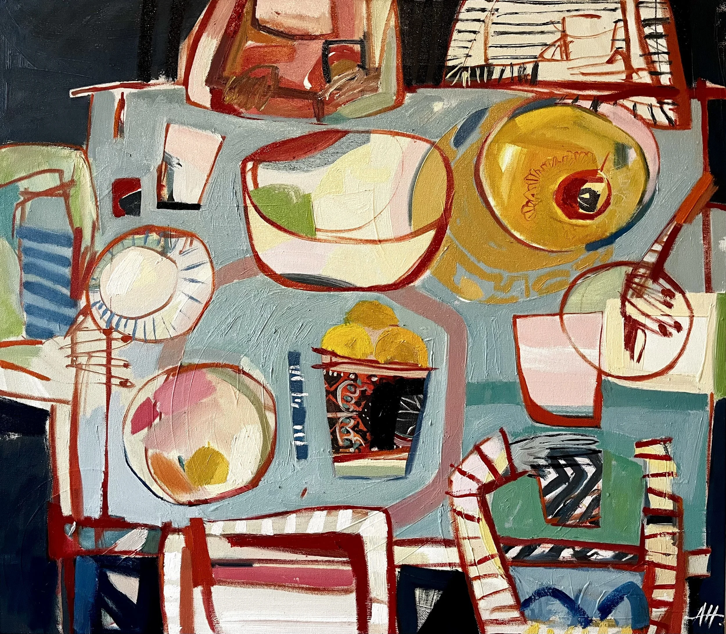 The Dinner Party V - oil on canvas 80 x 70 x 4 cm available from my studio
