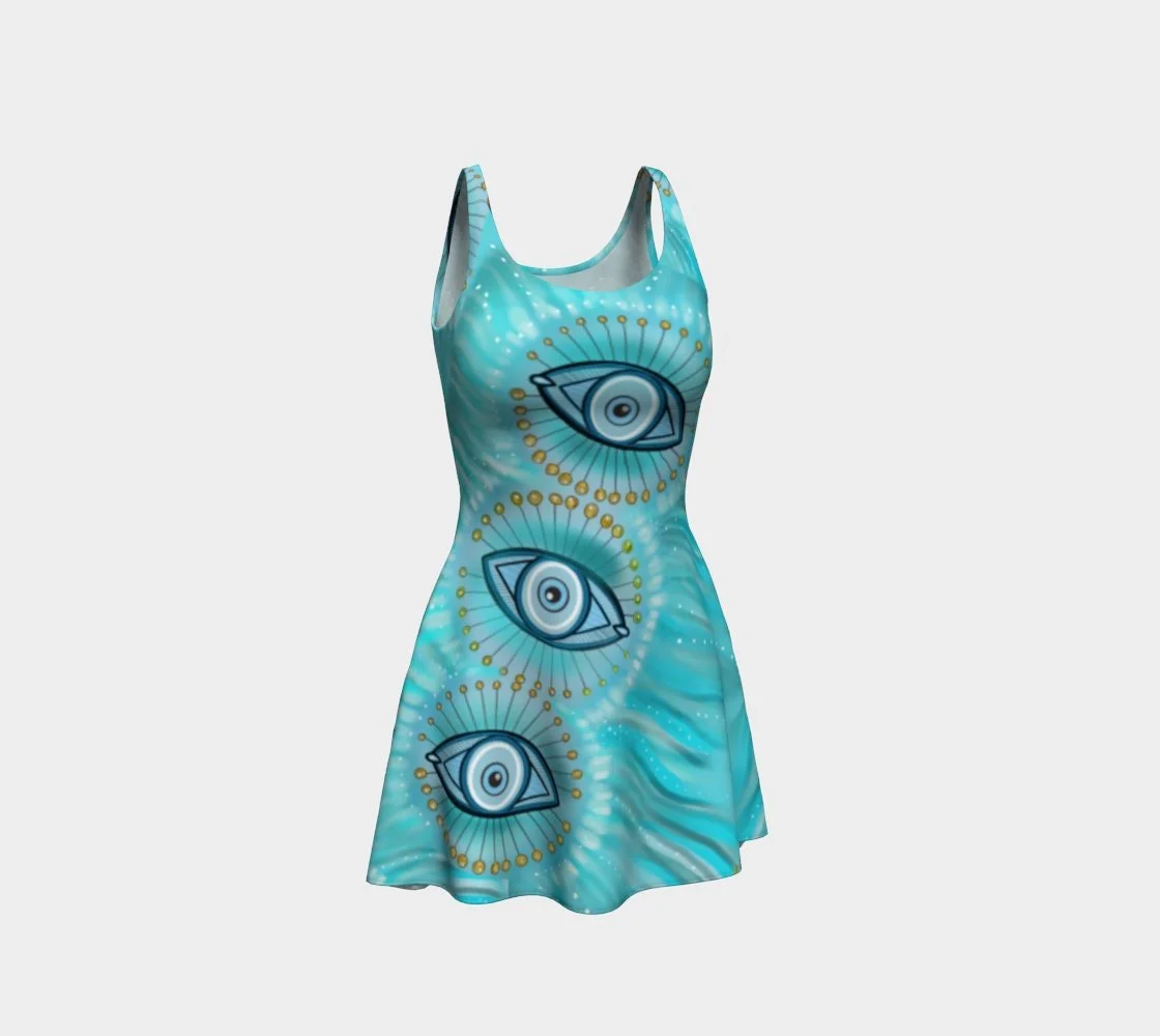 Evil Eye of Protection Flare Dress - SimArt Brand Evil Eye of Protection Flare Dress - SimArt Brand