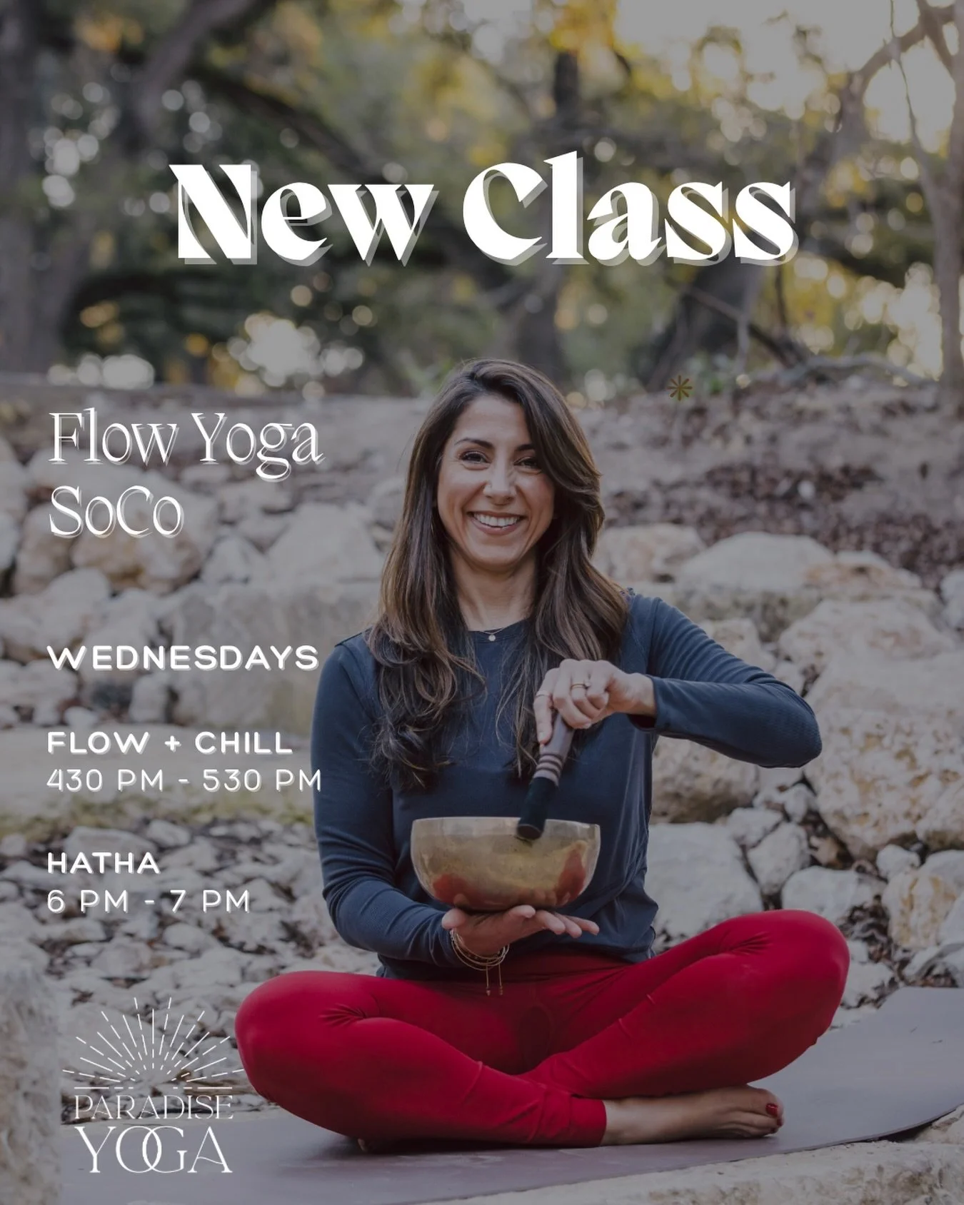 I&rsquo;m so excited to share that&hellip;.

Starting Wednesday, May 6th, I&rsquo;ll be teaching TWO new classes at Flow Yoga SoCo on Wednesday evenings.

4:30pm Flow + Chill
6:00pm Hatha

These classes will be a space to move, breathe, and come back