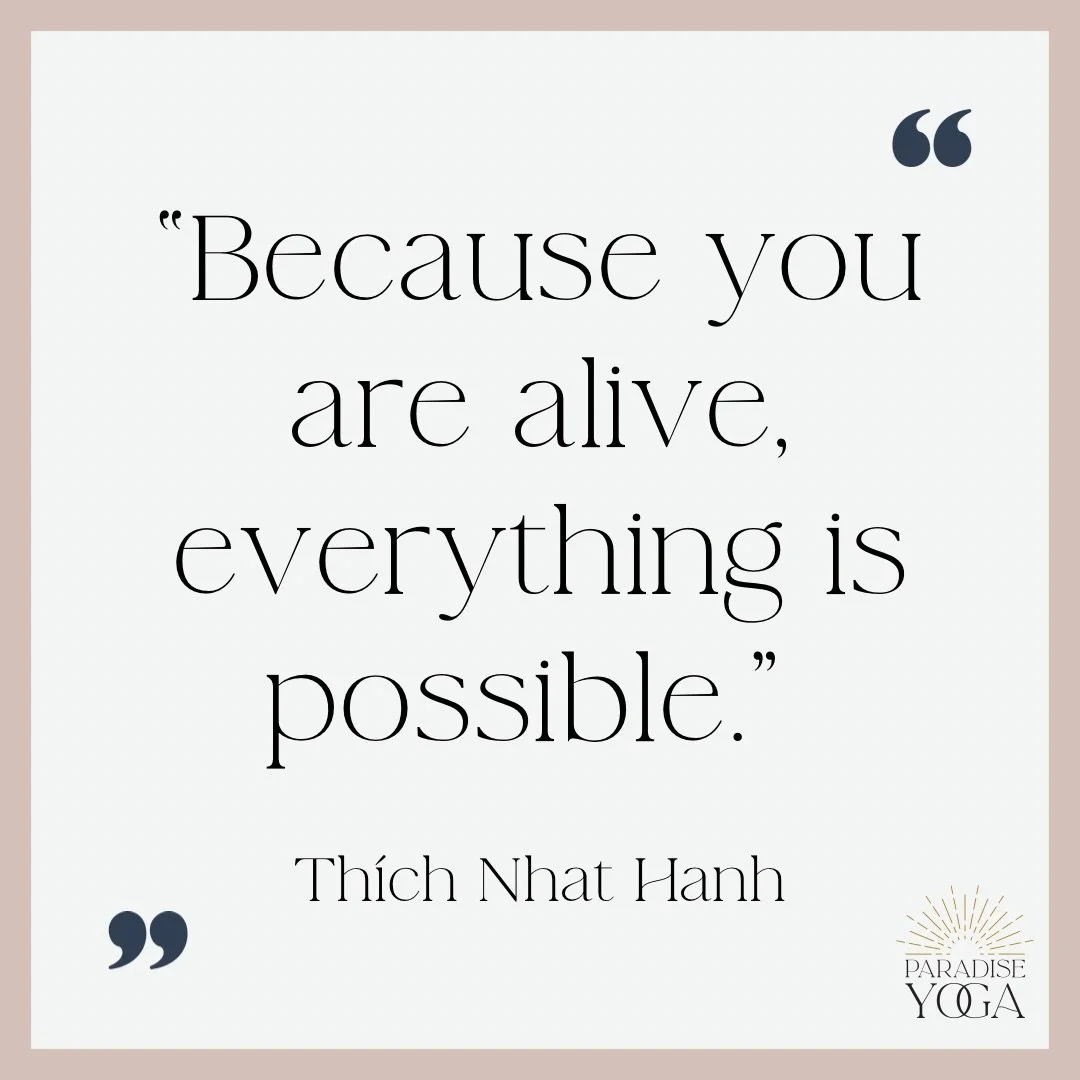 &ldquo;Because you are alive, everything is possible.&rdquo;
&mdash; Th&iacute;ch Nhất Hạnh

Have you ever stopped to consider what an absolute miracle it is that you are here?

Every person who came before you. Every choice. Every chance encounter. 