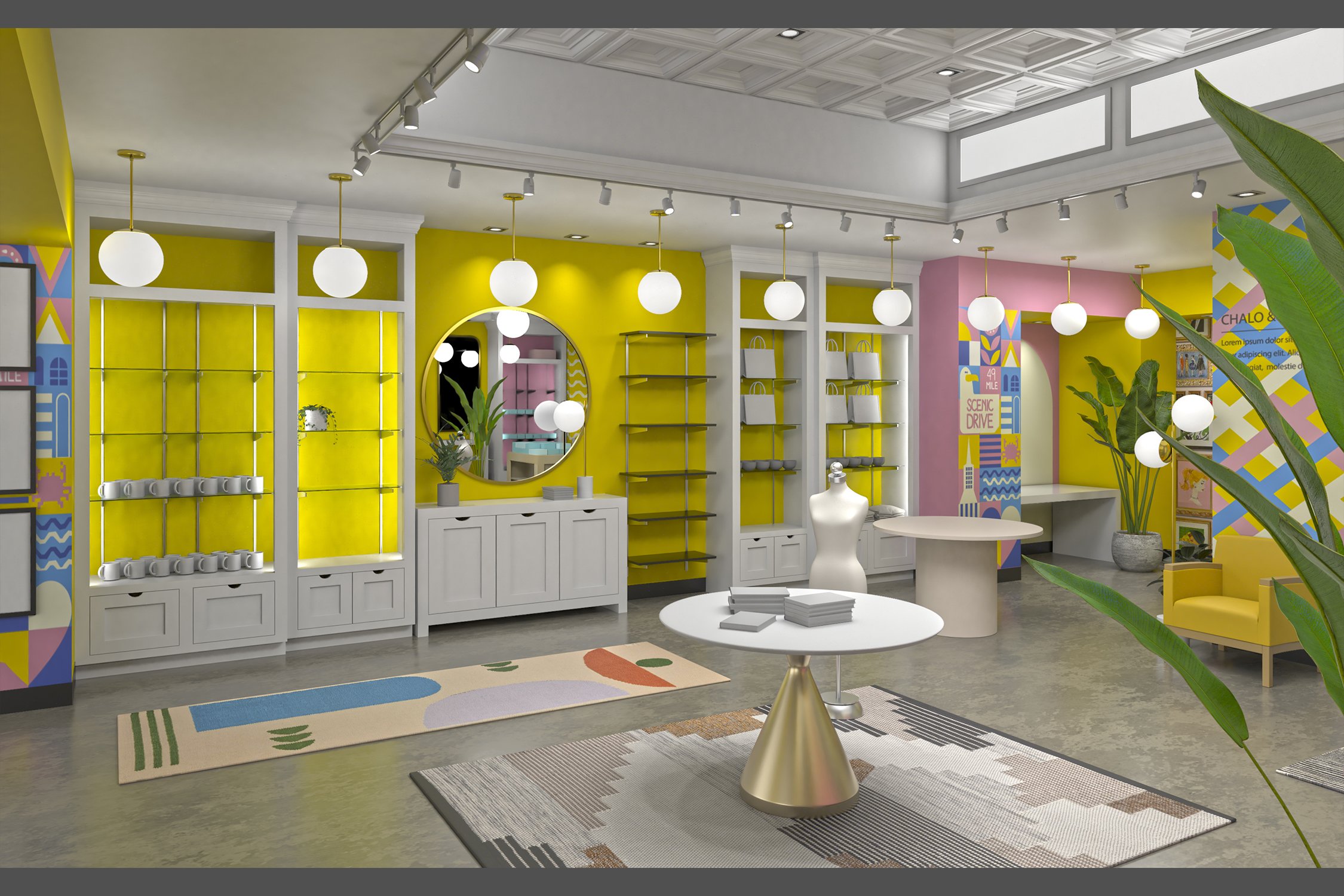 3D model and rendering of retail interior as part of RFP.