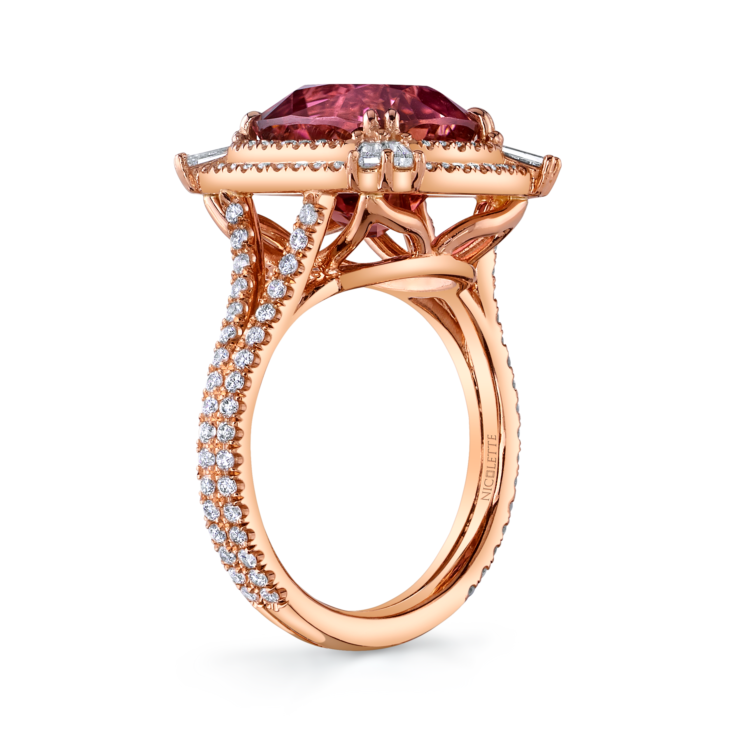 Diamond and Gemstone Ring, Side Angle