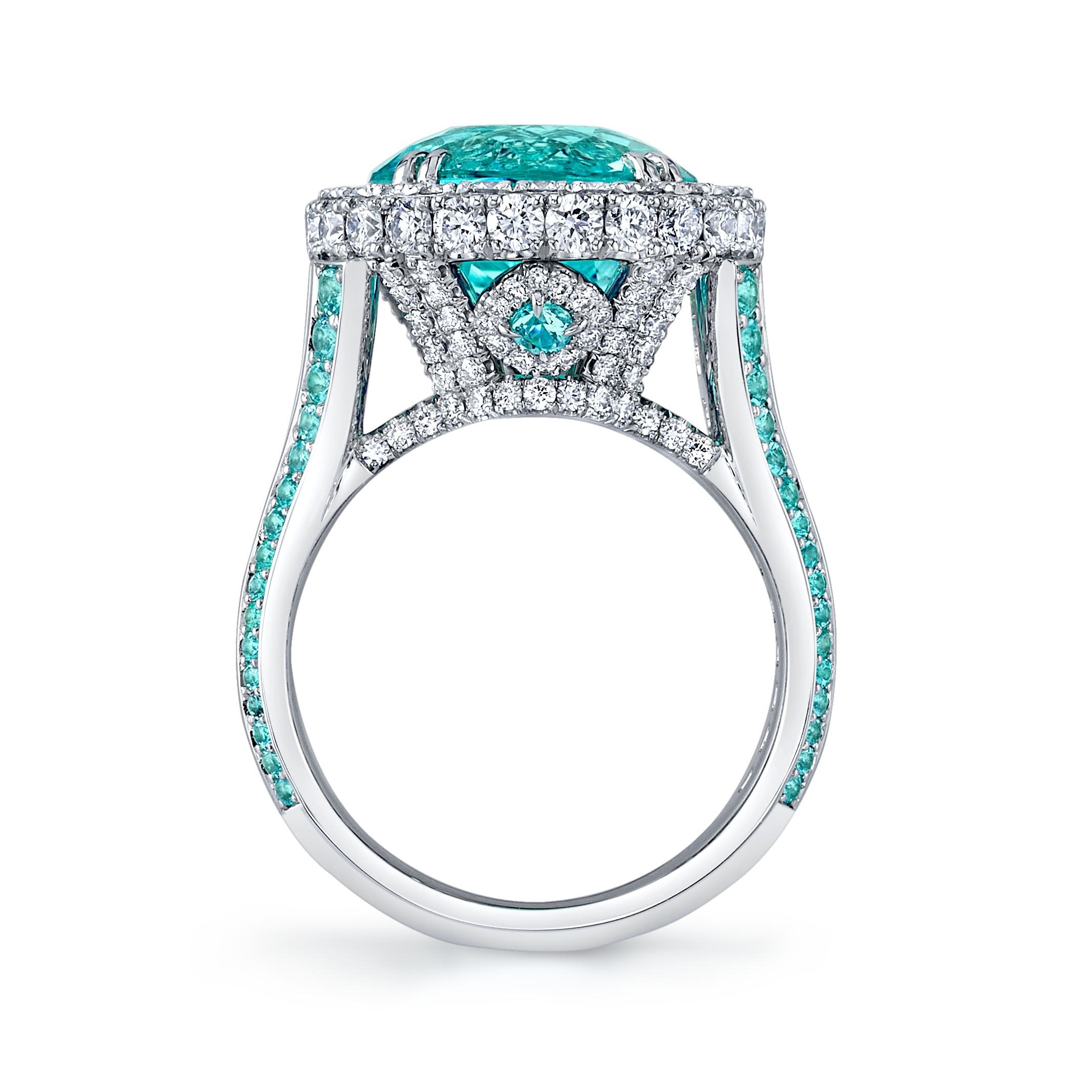 Diamond and Gemstone Ring, Side Angle