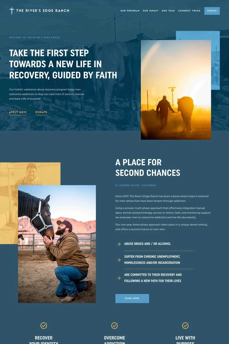 Squarespace Website Design for The River's Edge Ranch, Nonprofit
