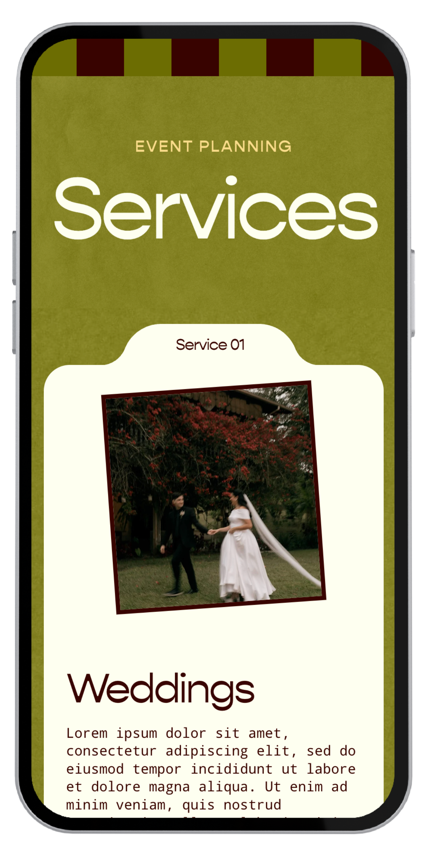 Wedding planner website template built on Squarespace for service providers.