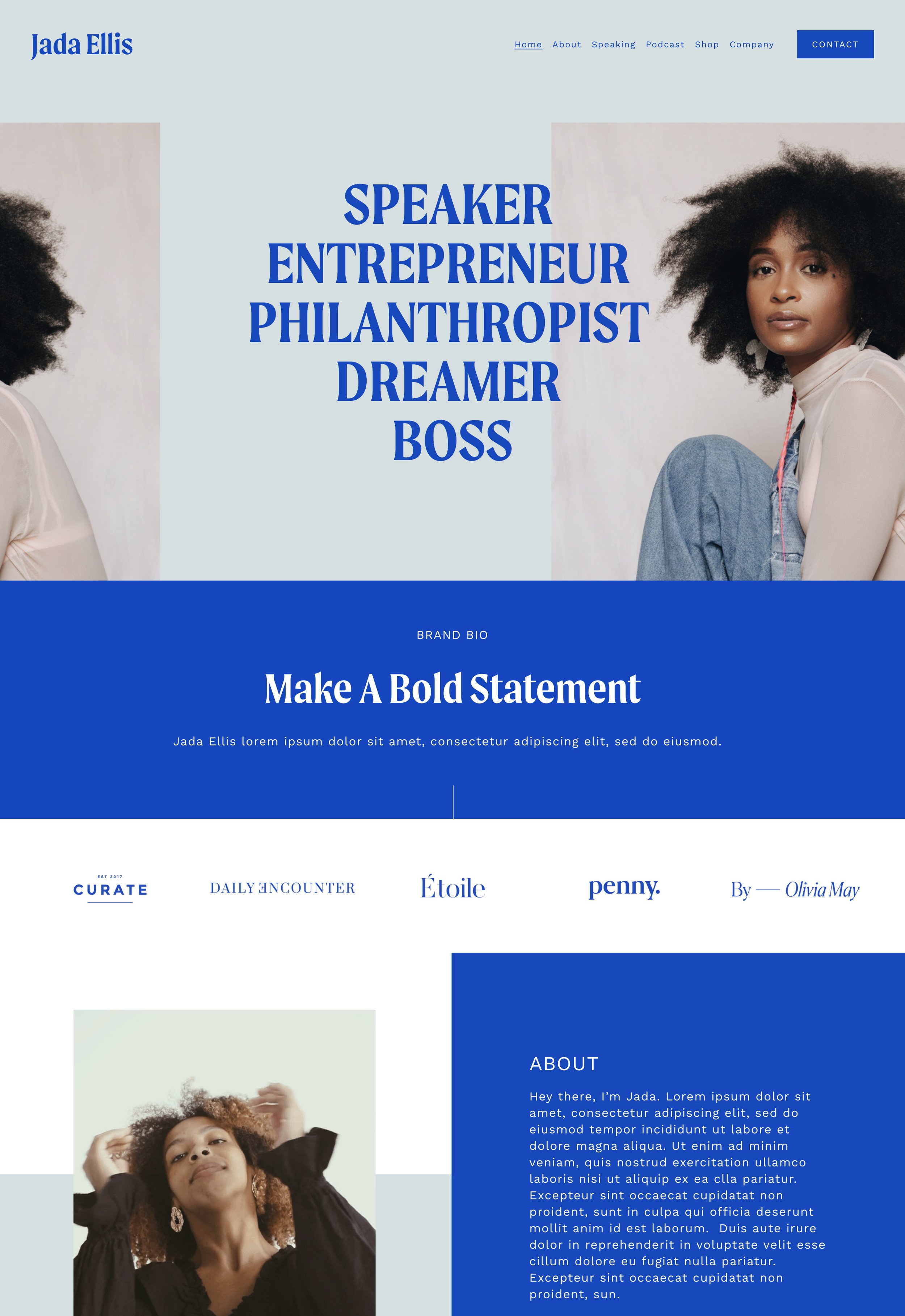Mockup of Jada Squarespace Template Before Customizing for Professional Speaker (Copy) (Copy)