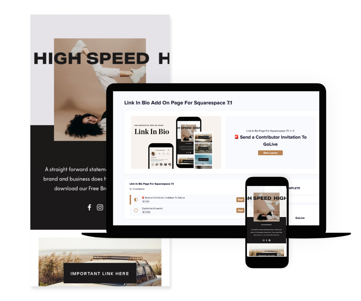 Squarespace Link in Bio Template Squarespace Addon Page by GoLive