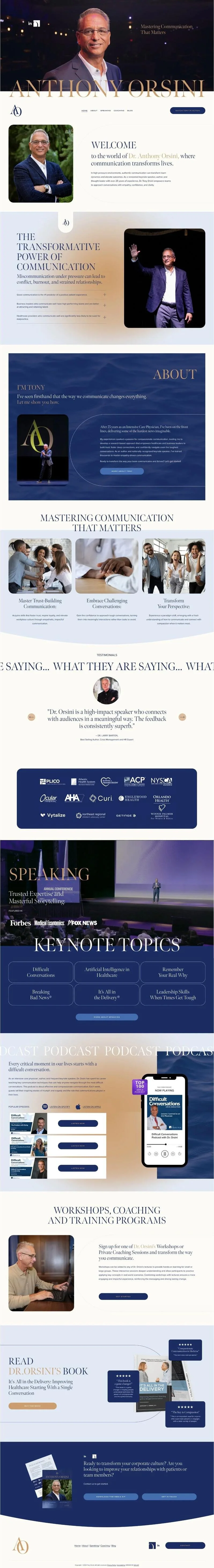 Squarespace Website Design for Anthony Orsini, Keynote Speaker