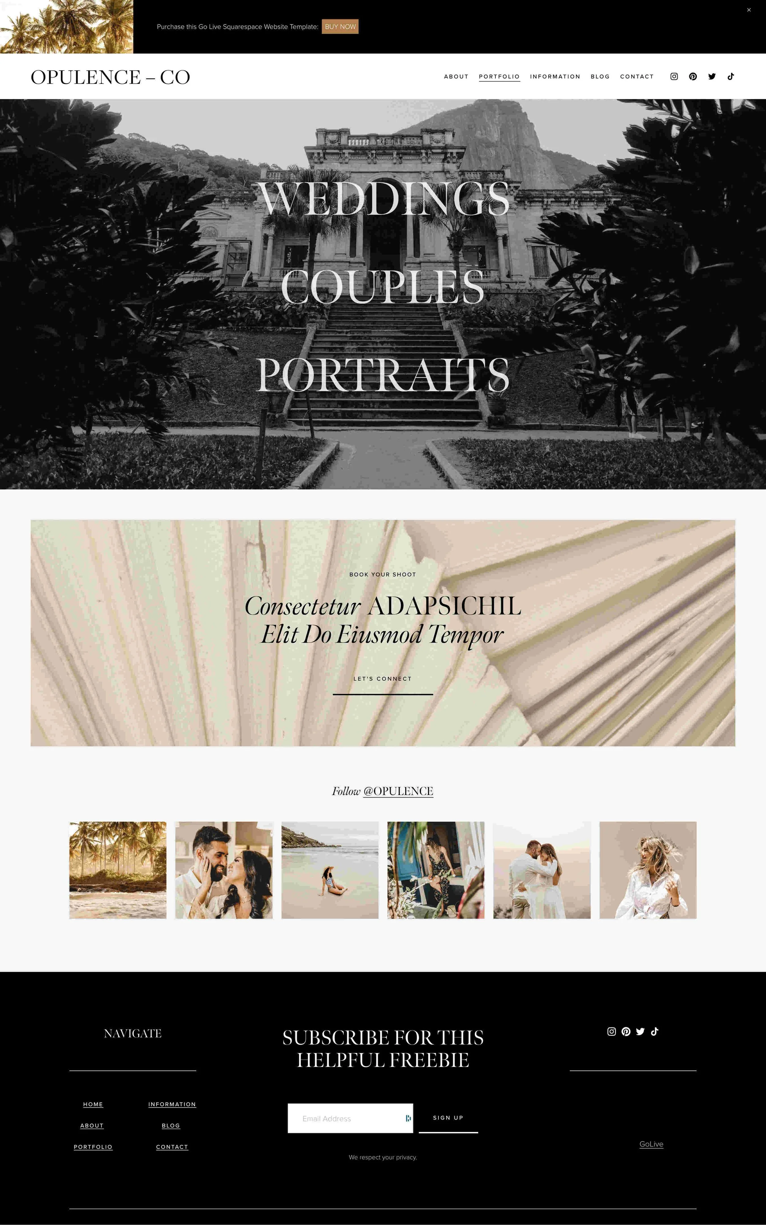 Perfect website template for photographers and videographers seeking a modern and clean Squarespace portfolio website template.