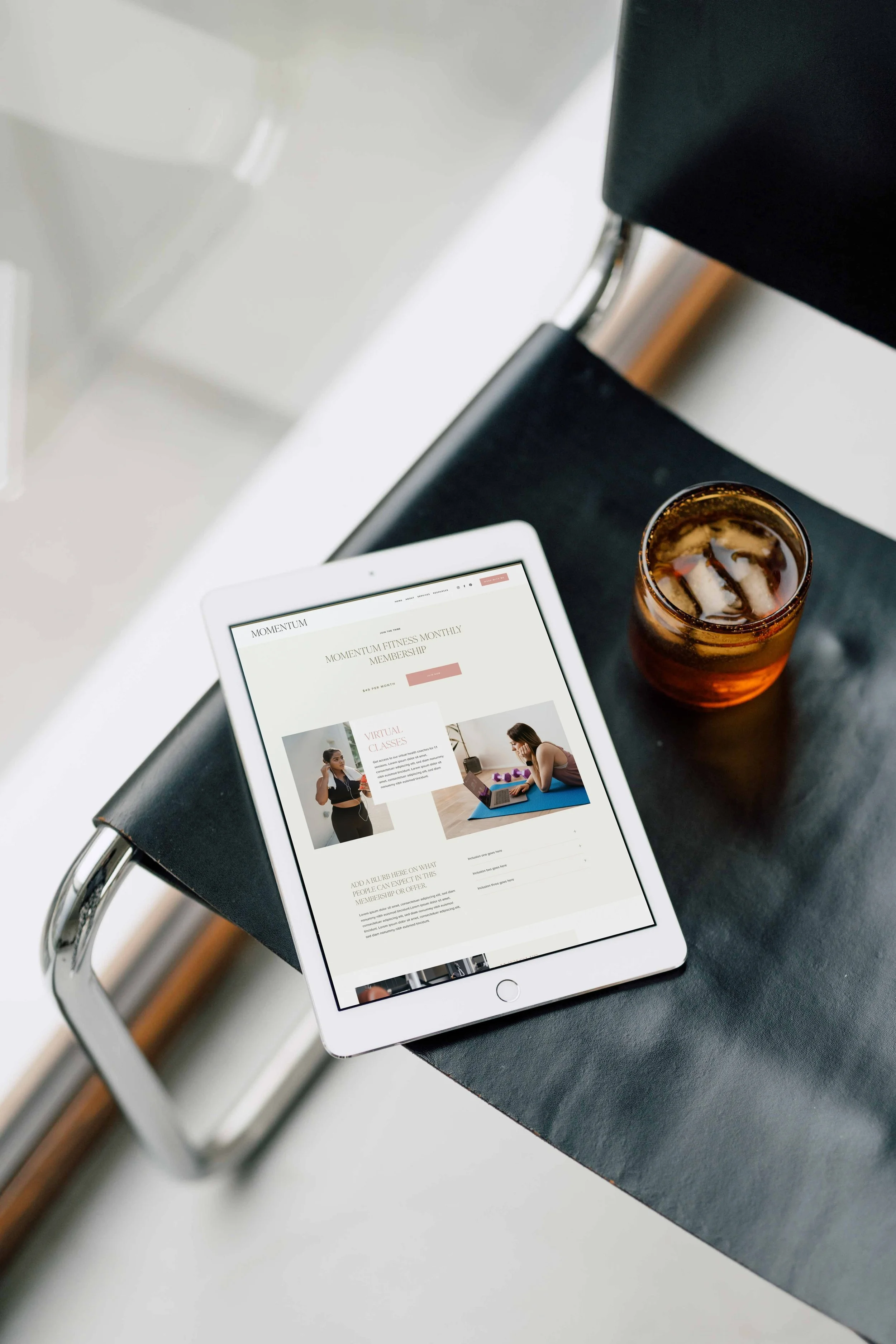 Squarespace website template design built for fitness trainers.