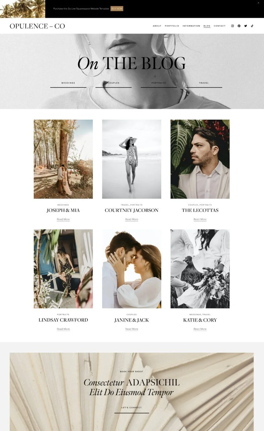 Perfect website template for photographers and videographers seeking a modern and clean Squarespace portfolio website template.