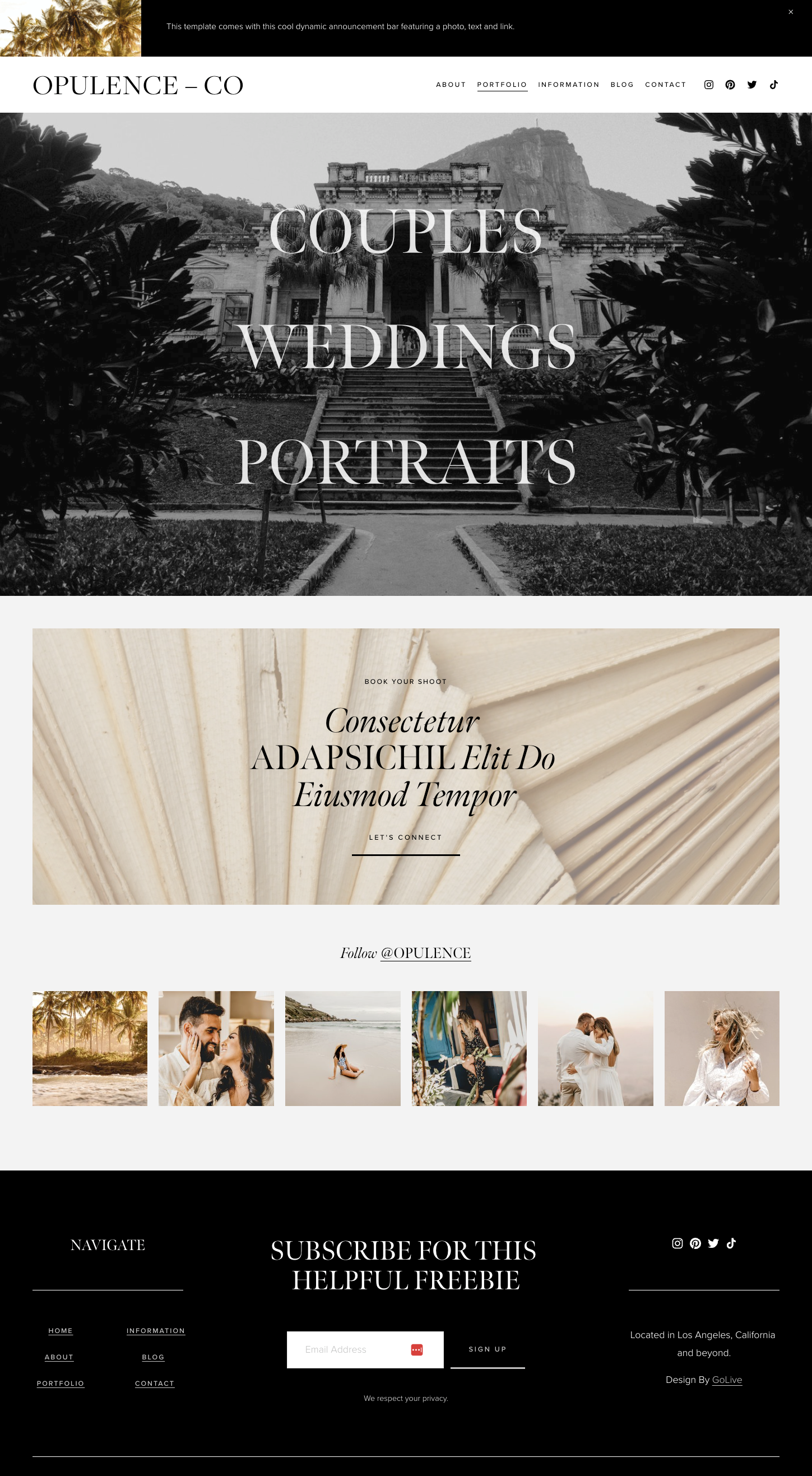 Perfect website template for photographers and videographers seeking a modern and clean Squarespace portfolio website template.