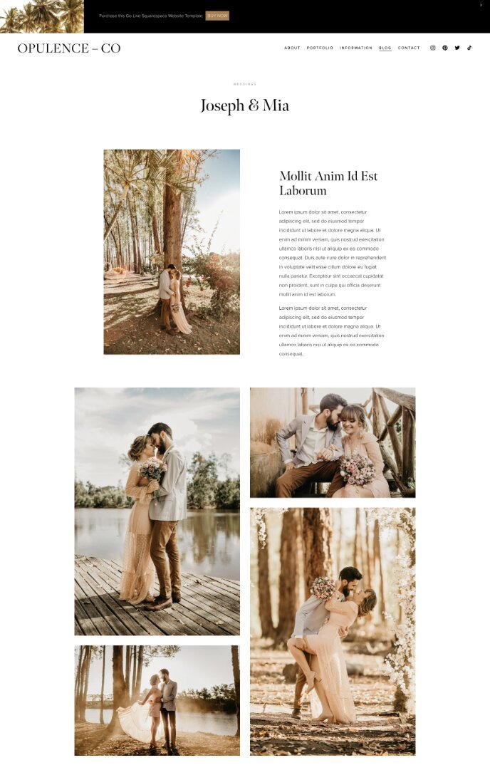 Perfect website template for photographers and videographers seeking a modern and clean Squarespace portfolio website template.