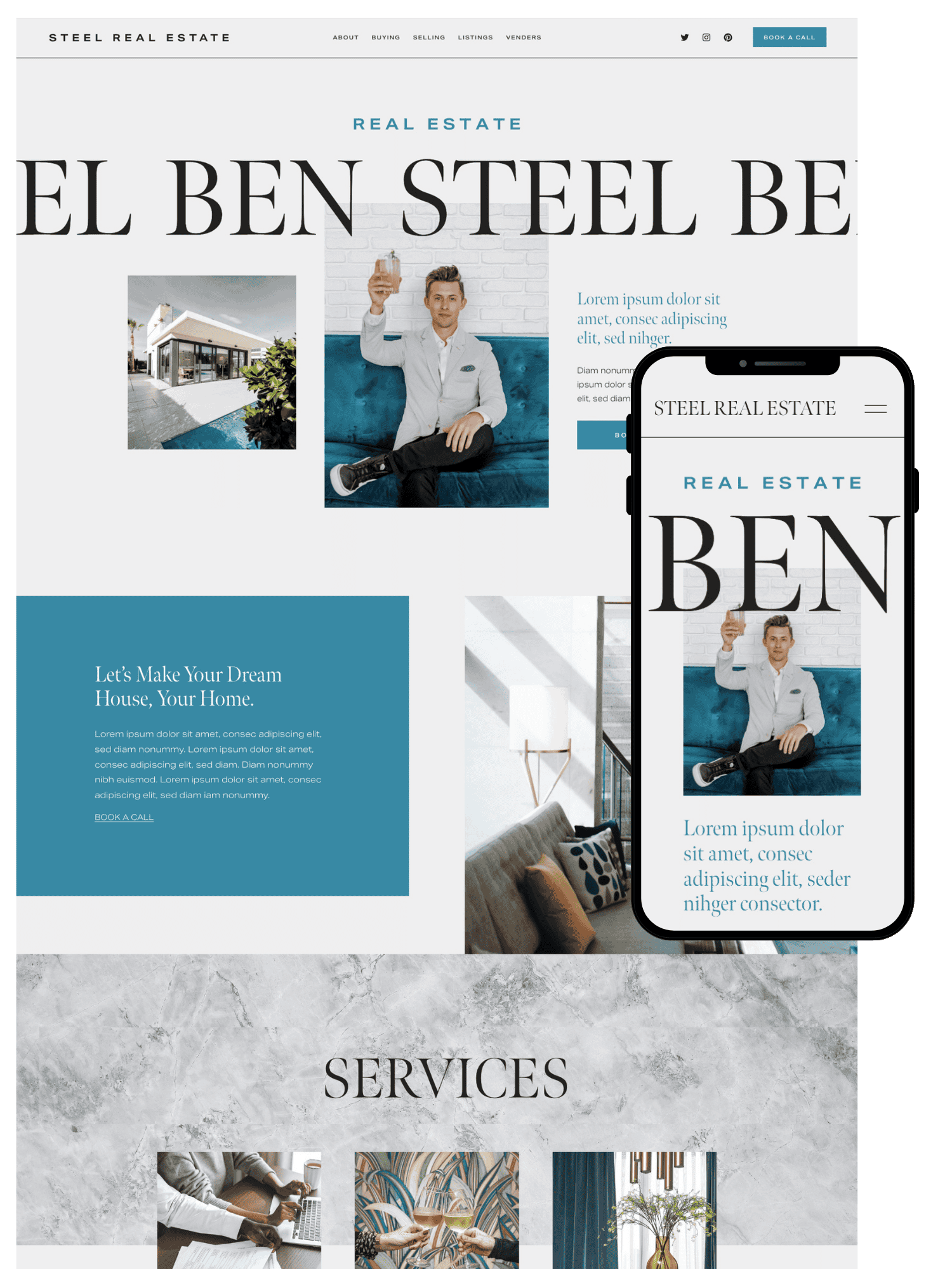 Realtor Website Template for Squarespace | Steel