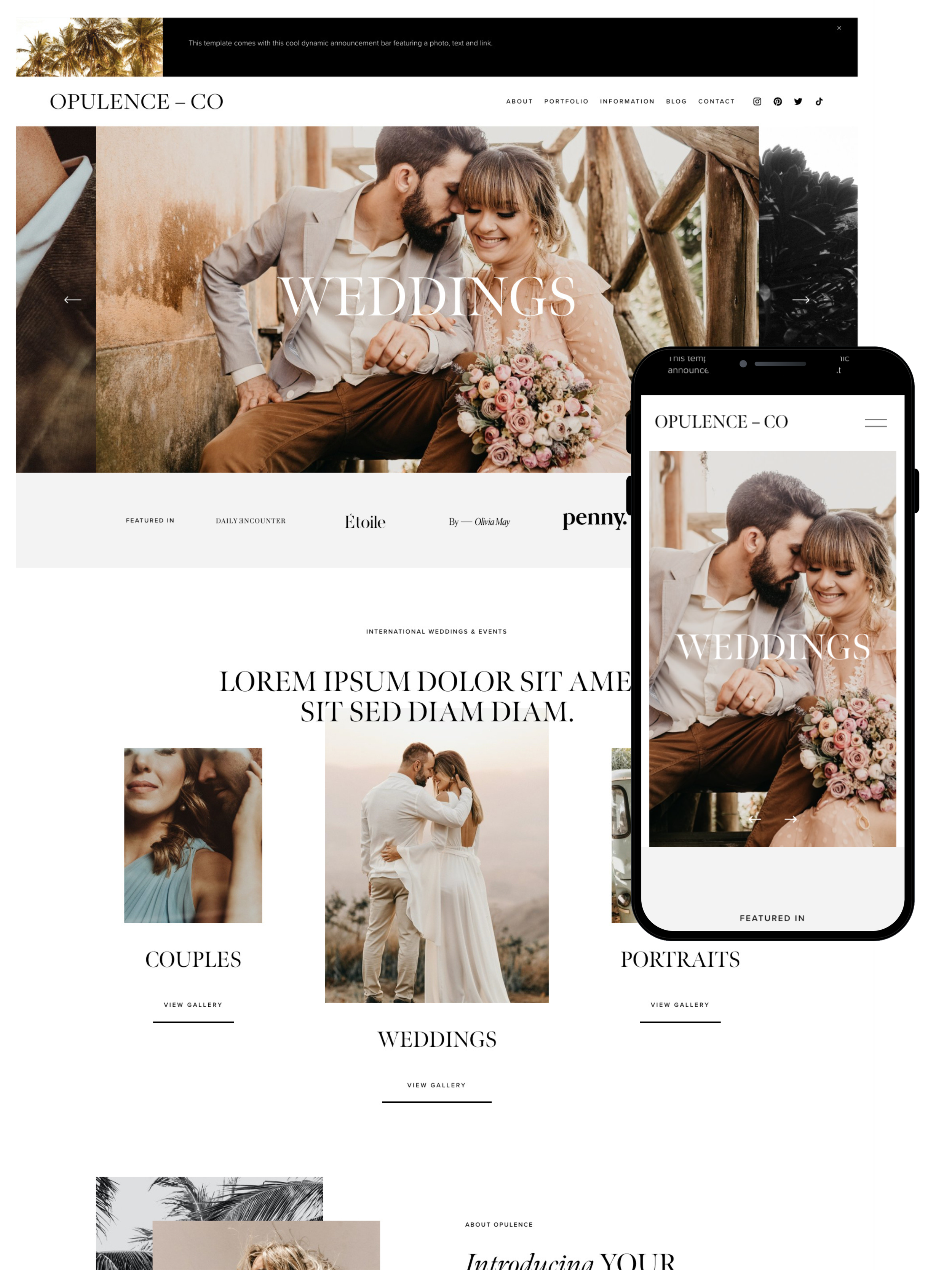 Squarespace design for a portfolio site template