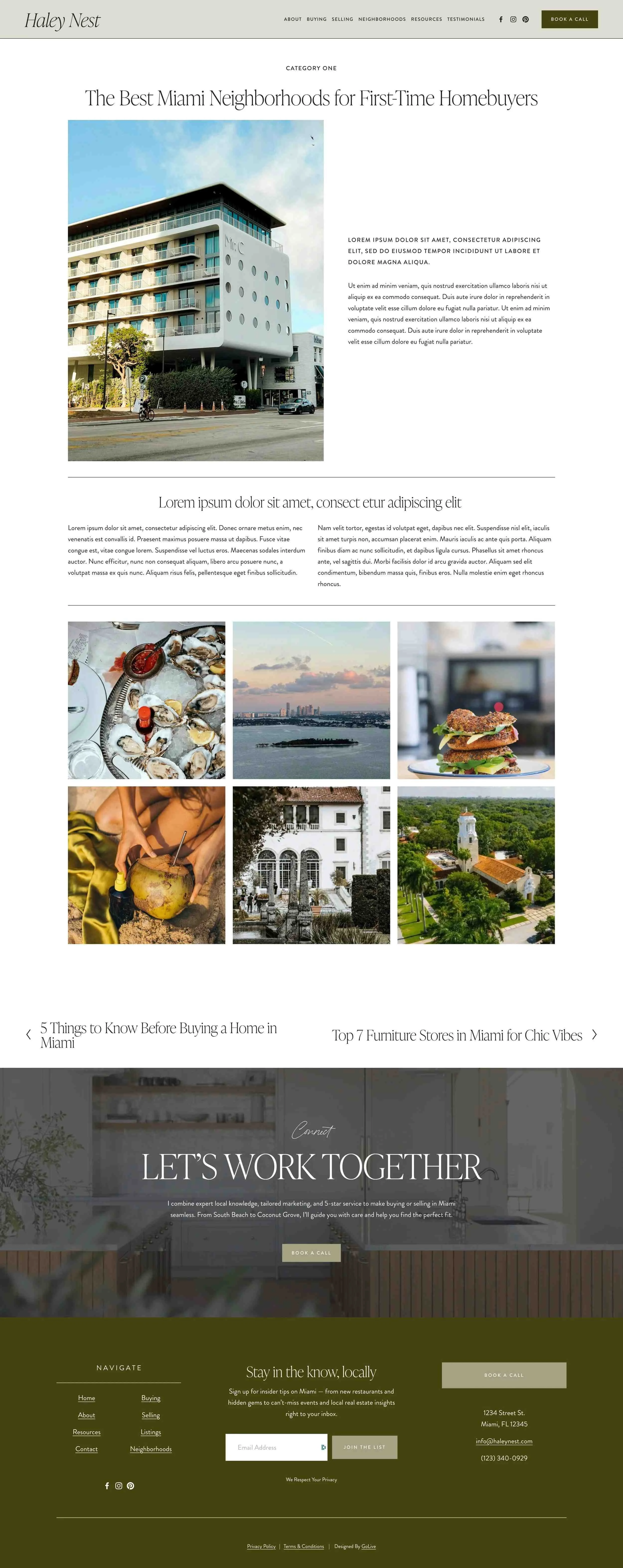 Blog post page design of Nest, a realtor website template for Squarespace.