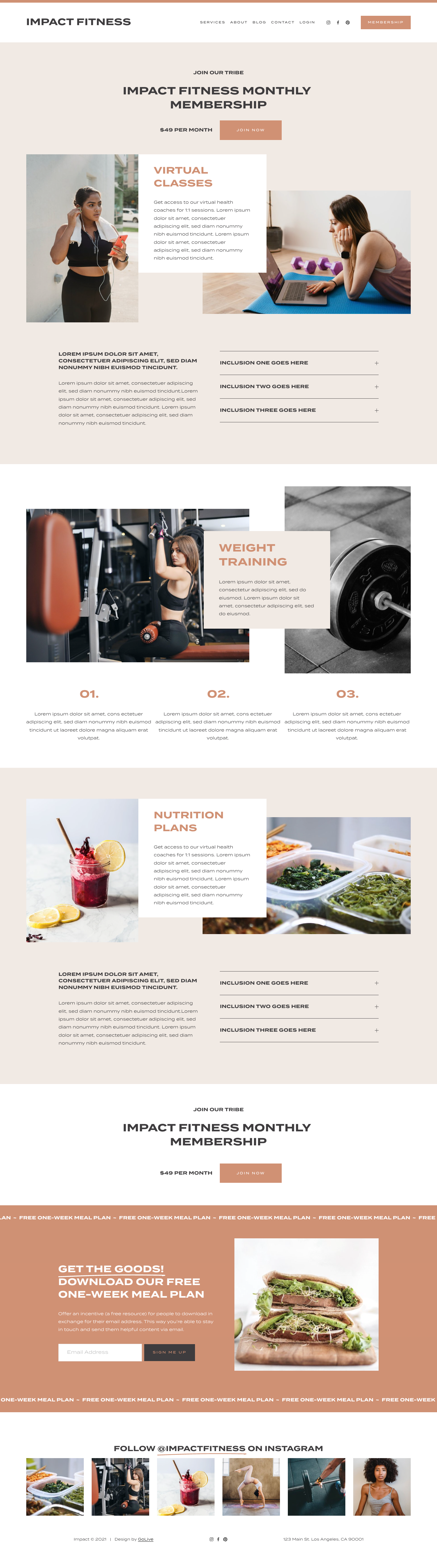 A fitness trainer website template with a modern and clean theme.