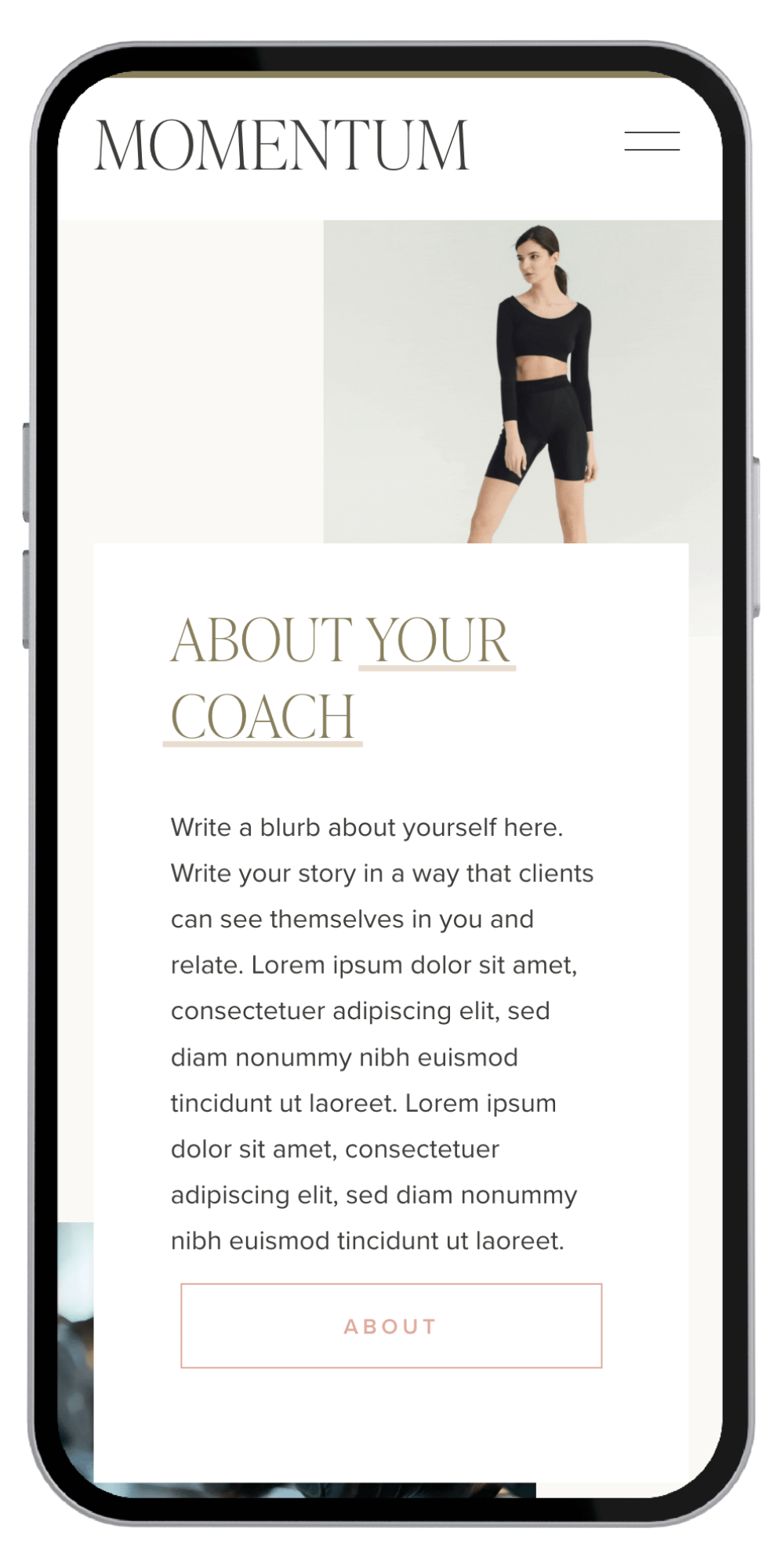 Squarespace website template design built for fitness trainers.