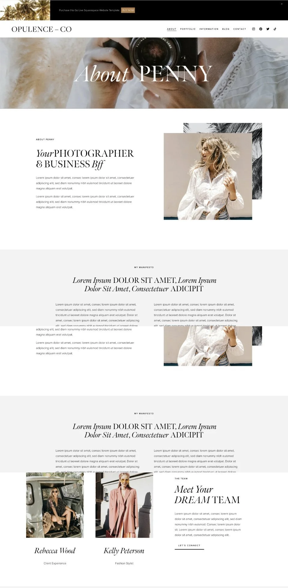 Perfect website template for photographers and videographers seeking a modern and clean Squarespace portfolio website template.