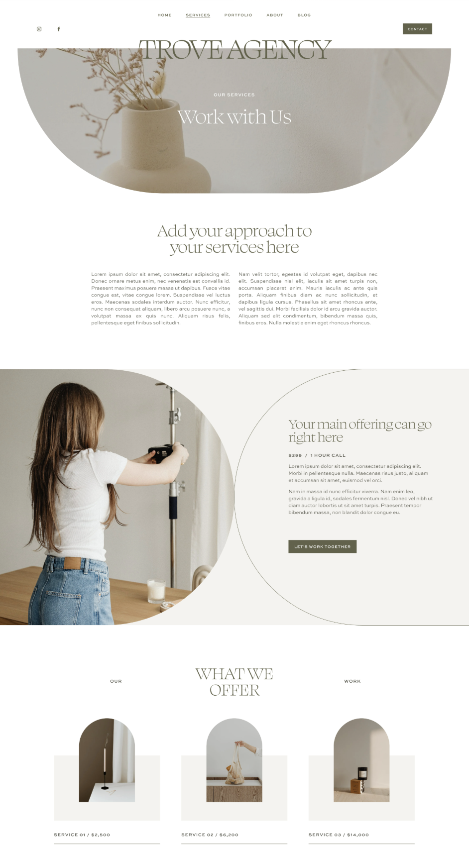a minimalist and modern website template design for service-based businesses