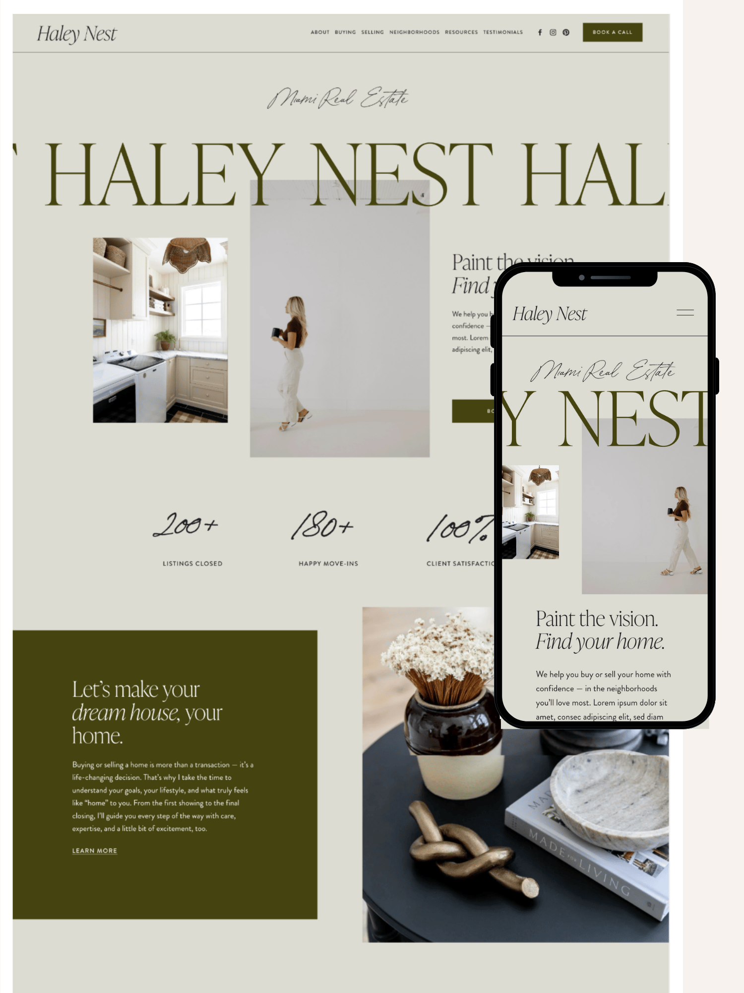 Nest, a realtor website template design built on Squarespace.