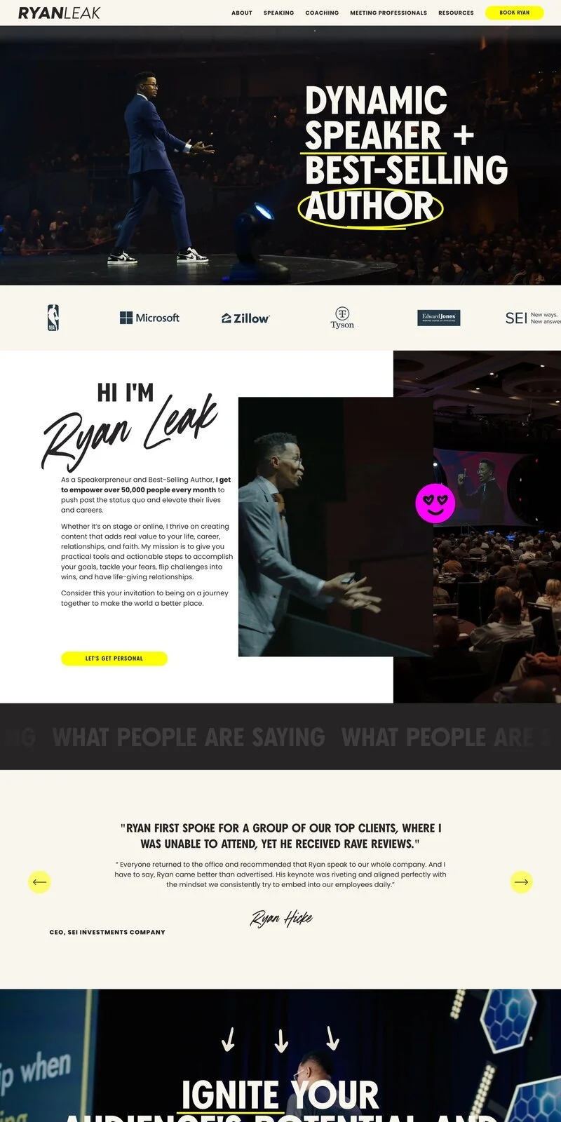 Squarespace Website Design for Ryan Leak, Keynote Speaker and Author