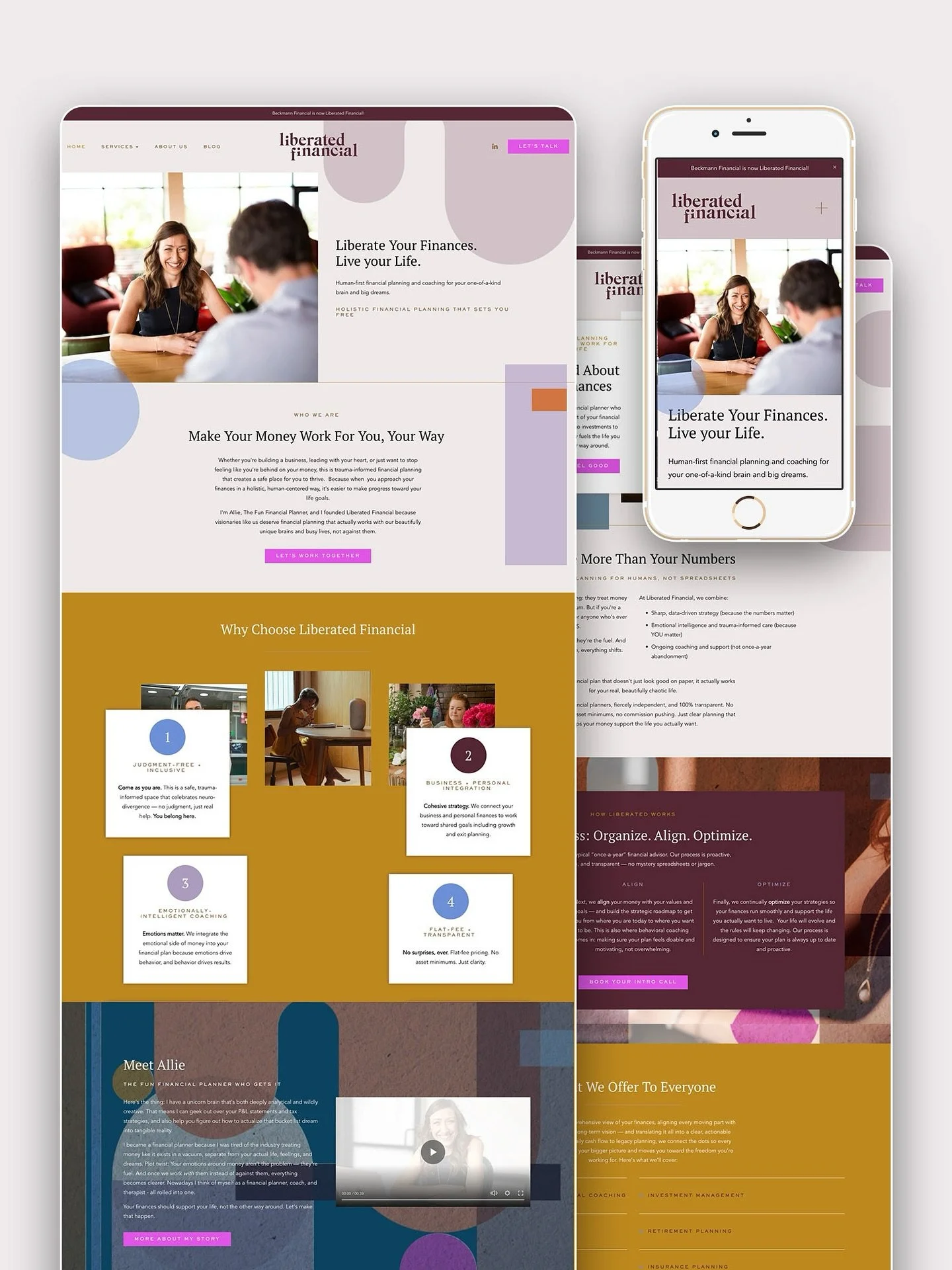 I&rsquo;m thrilled to unveil the new website for Liberated Financial! This is the next evolution of Allie  practice (formerly Beckmann Financial) and marks her official debut under the new name and brand created in partnership with the talented team 