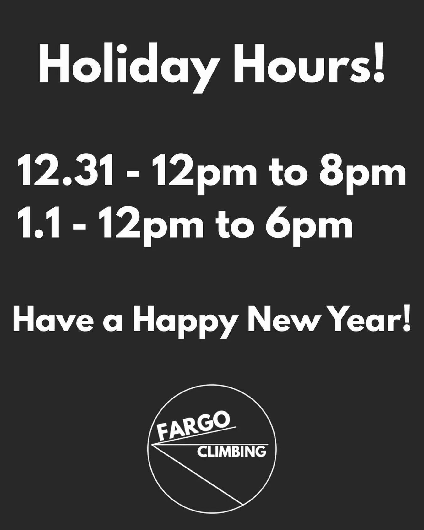 New Year&rsquo;s hours!
Have a Happy New Year! 
#fargo #moorhead