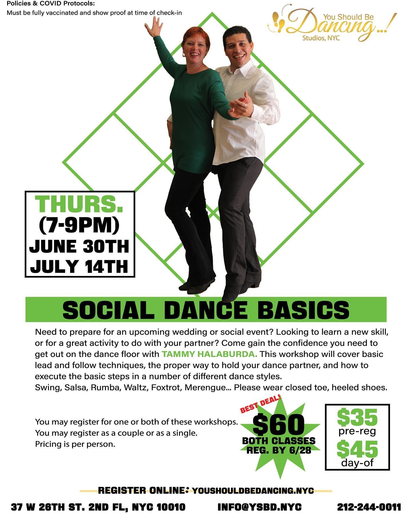 Need to prepare for an upcoming wedding or social event? Looking to learn a new skill or for a great activity to do with a partner? Check out this workshop with Tammy Halaburda this Thursday night at YSBD! 
You will learn the basic steps in a number 