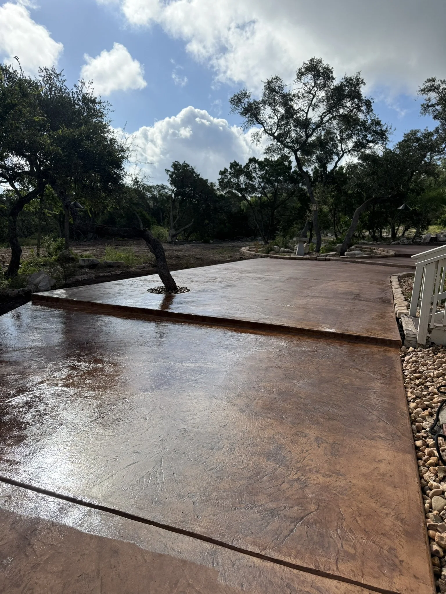 Stamped concrete patio installation in Fair Oaks Ranch, TX by Affordable Concrete & Construction