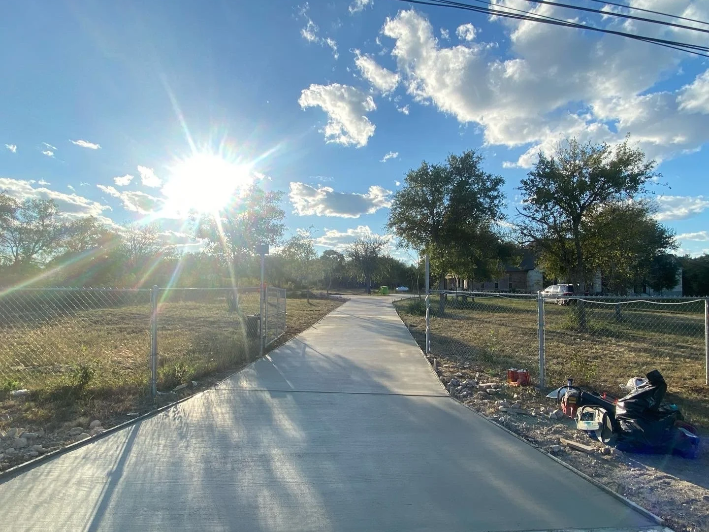 Concrete sidewalk and walkway installation for a commercial property in San Antonio, Texas.