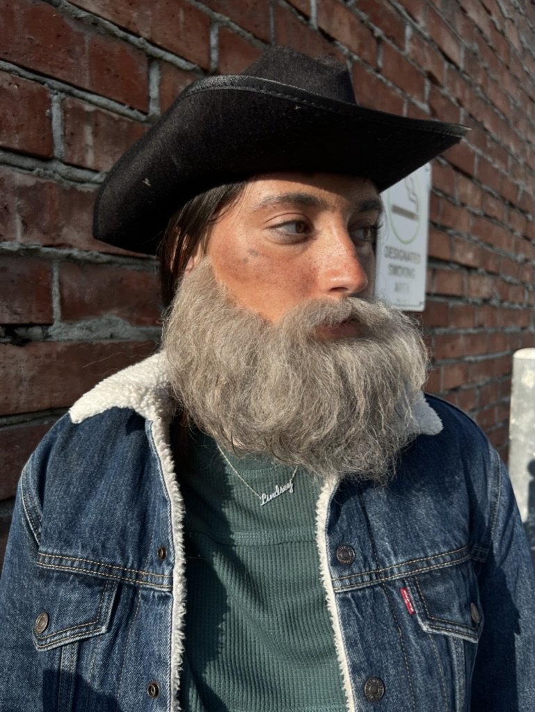 Hand-laid beard with make up effects