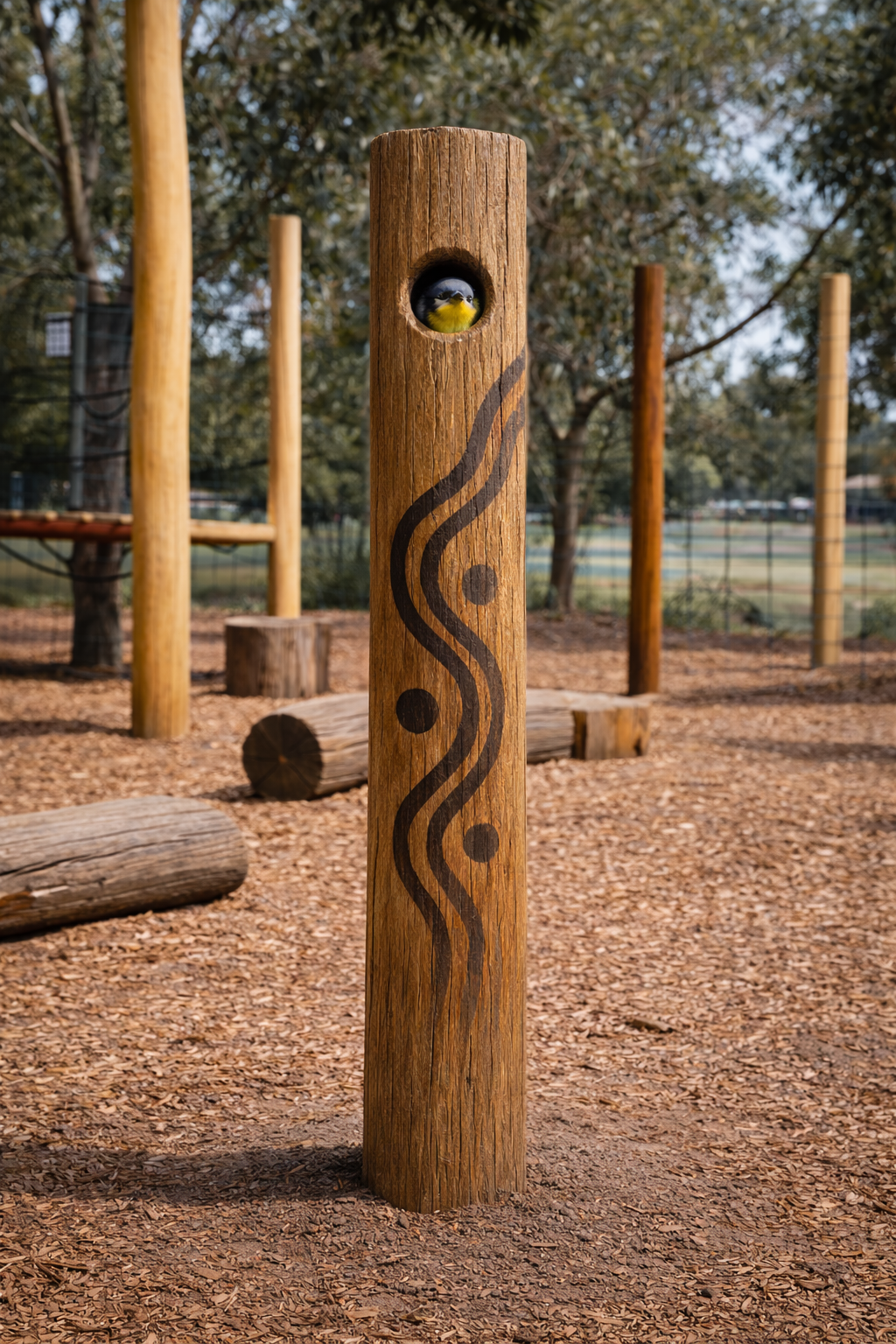 wooden nesting pole hardwood bush natural playground.png