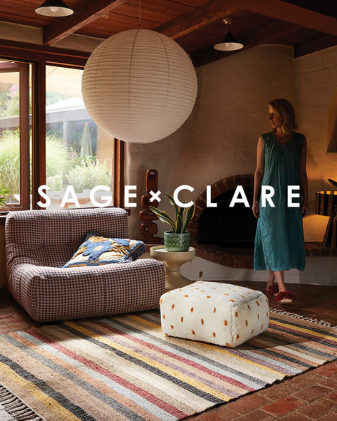 Sage x Clare logo with colorful letters on a white background