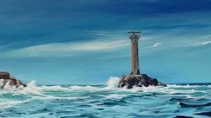 Longships lighthouse - an original painting from Chris Janes of Gwithian Towans Cornwall