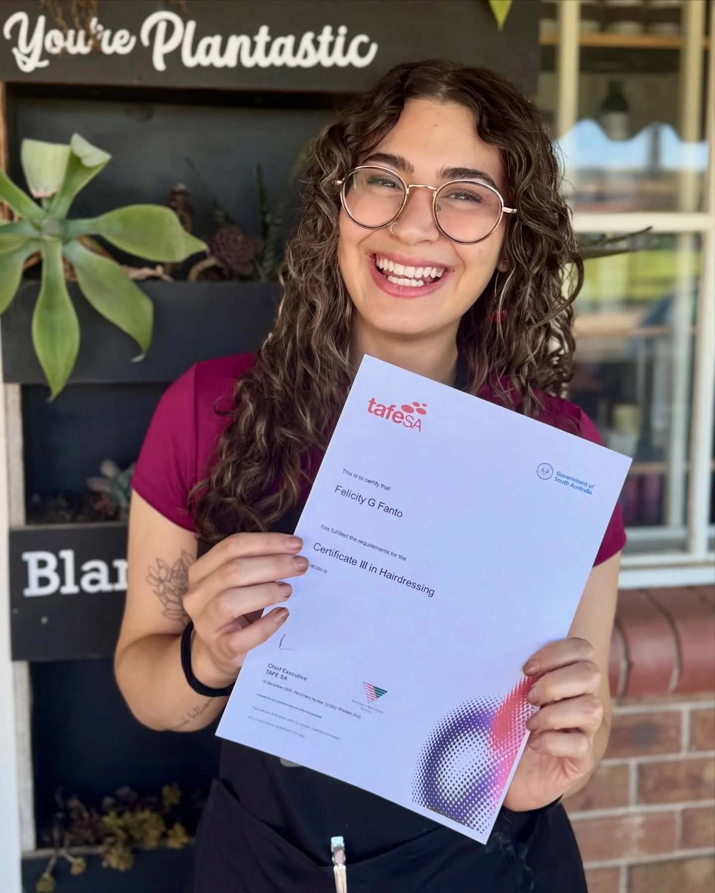 we&rsquo;re so proud to celebrate felicity on completing her certificate lll in hairdressing

a meaningful milestone and a reflection of the dedication, care and energy she brings to the salon each day. we&rsquo;re incredibly grateful to have her as 