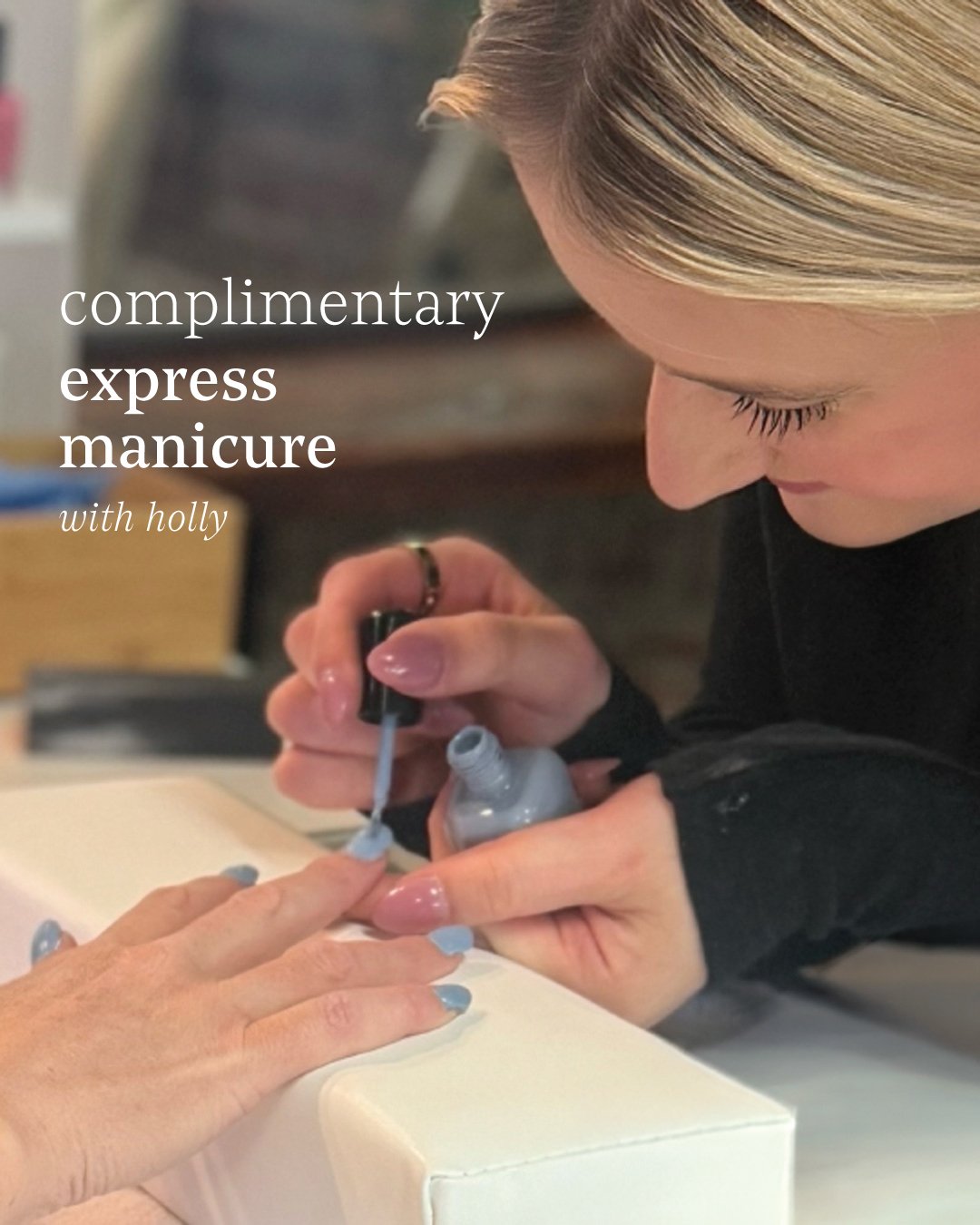 For the month of April, enjoy a little moment of care with a complimentary express manicure with @holly_organicministry  while you&rsquo;re in salon.

A thoughtful pause designed to elevate your visit and bring a little extra ease to your day.

Wheth