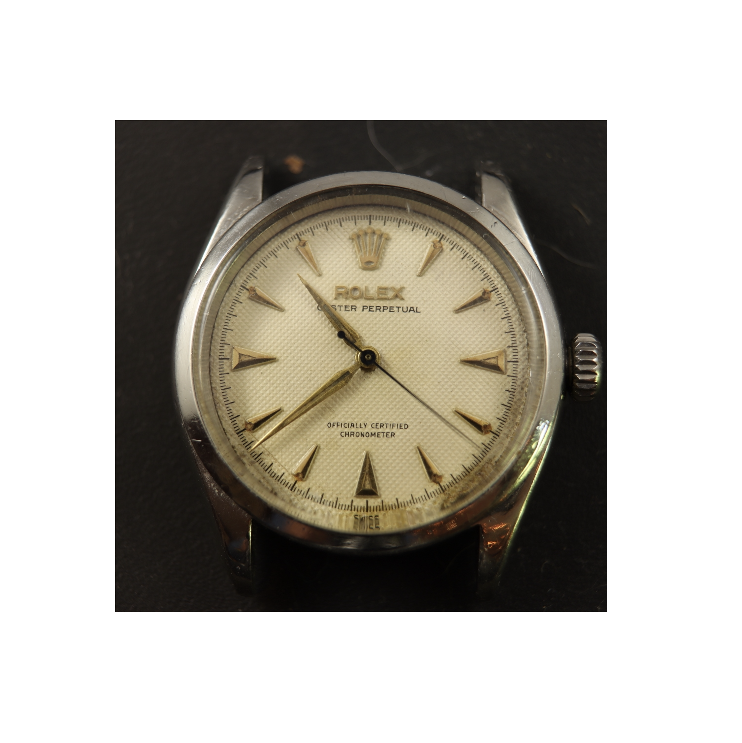 RX-146: Rare 50's Rolex Oyster Perpetual Ref 6284 Bubble Back W/ Waffle Dial