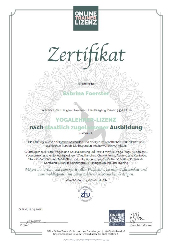 Yogalehrer Lizenz