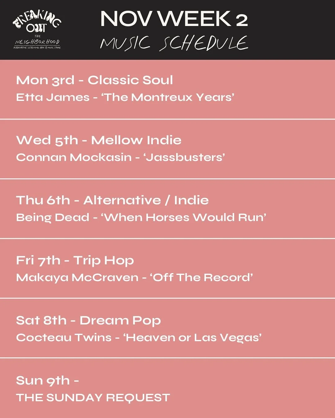 Coming up this week!

Friday we&rsquo;re playing Makaya McCravens latest release &lsquo;Off The Record&rsquo; we&rsquo;ll also be playing another 5 of his albums covering Jazz fusion, Trip Hop and Boom Bap.

if you haven&rsquo;t spotted already, we h