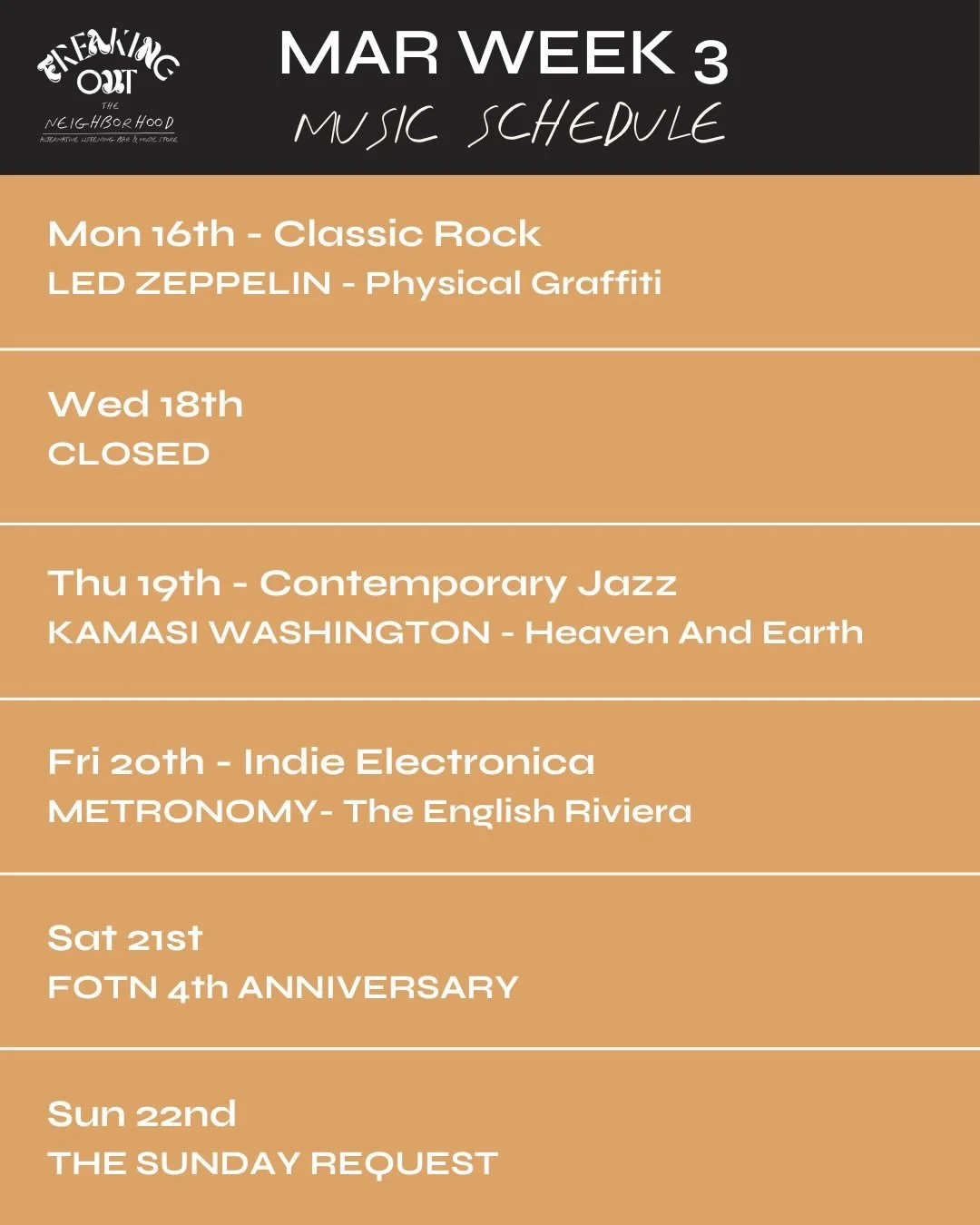 Coming up this week! 

We&rsquo;re closed for some minor renovations on Wednesday but we&rsquo;ll be back on Thursday with Kamasi Washington.

Friday will be Metronomy &lsquo;The English Riviera&rsquo;

Saturday we&rsquo;re celebrating 4 years by set