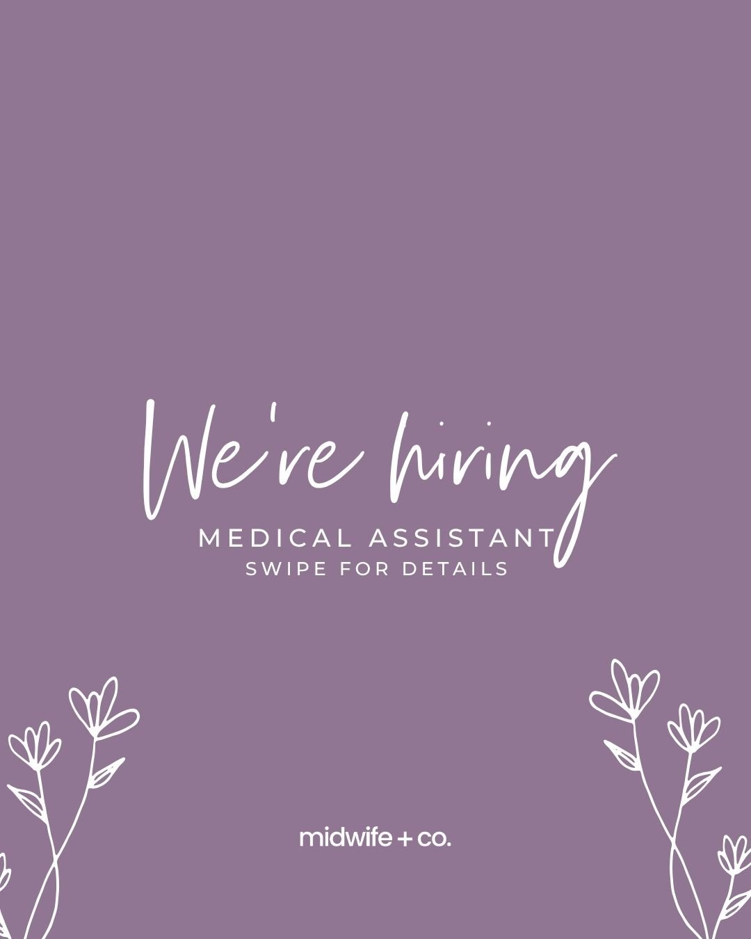 We&rsquo;re hiring! 🤍

Midwife+Co is looking to add two full-time Medical Assistants to our Dallas team.

We&rsquo;re a modern, boutique-style midwifery practice serving families across the DFW area, and we&rsquo;re looking for individuals who are p
